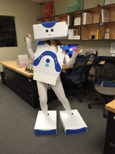 This is how I showed up for work on Halloween this year—dressed as the robot we sell. My co workers not only didn't mock me, they let me win the costume contest. Sometimes, work can be great. 